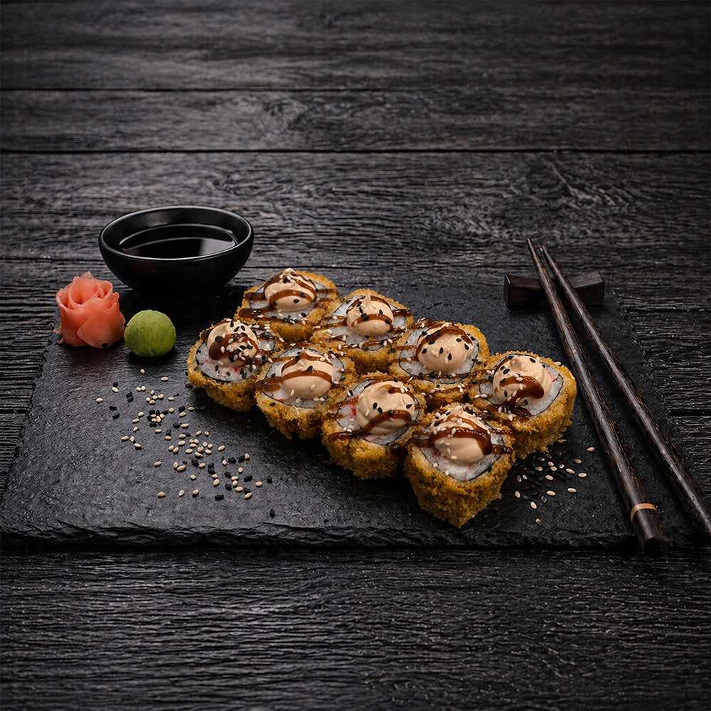 Обжаренный ролл с курицей